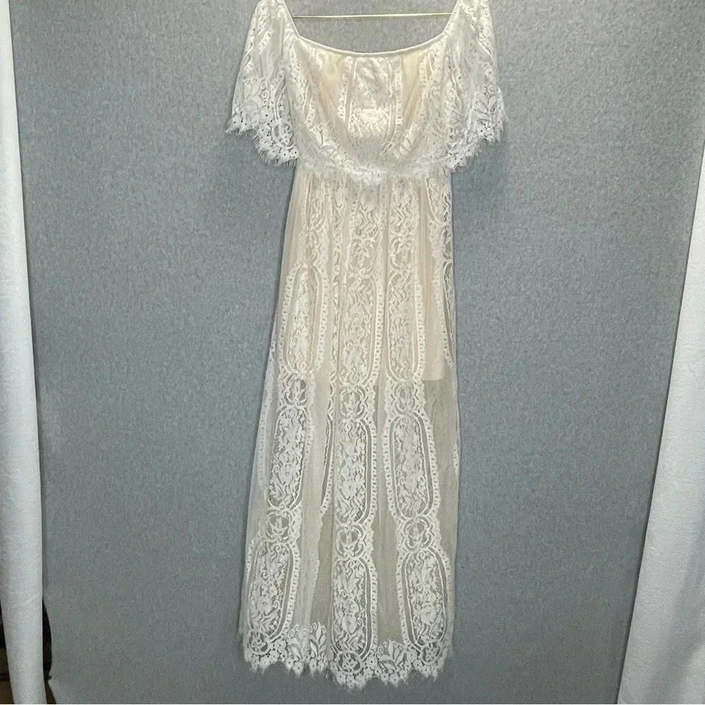 Baltic Born Leon Off Shoulder Whimsy Fairy Lace Maxi Dress - Picture 5 of 10